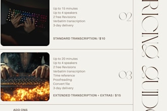 transcribe documents, voice recordings, or video recordings