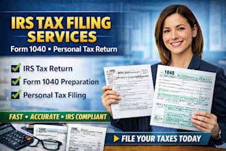 prepare form 1040, personal tax return and file irs tax