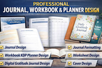 journal design workbook planner gratitude journal formatting fillable pdf design