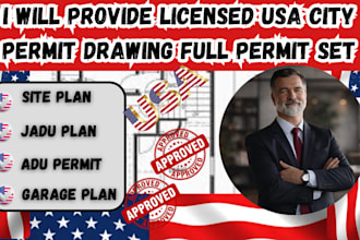 full permit set, permit approval, adu permit for michigan, tx,nc,ca,ny, pe stamp