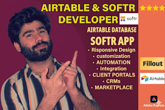 design your airtable database CRM dashboard and softr webapp