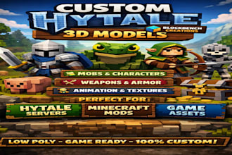 create custom hytale 3d models, mobs, weapons and assets in blockbench