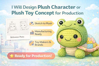design plush character plush toy concept for production