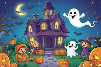 illustrate halloween children storybook