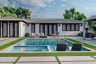 do backyard landscape design, 3d landscape design, pool, patio pergola rendering