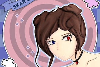 anime style half body drawing, simple rendering