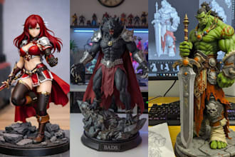 3d print and paint anime figure, resin statue, tabletop miniature stl