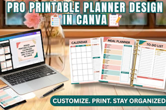 design printable planner calendars meal planners and to do list in canva