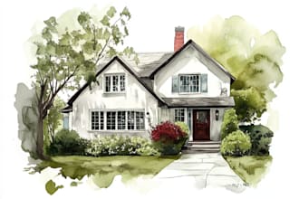 draw architectural watercolor drawing
