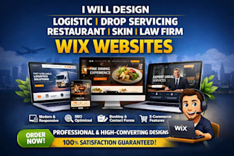 design wix logistic drop servicing restaurant skin website law firm website