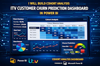 build cohort analysis itv customer churn prediction dashboard in power bi