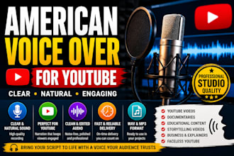 record a professional american english voice over for your video or podcast