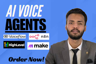create custom ai voice agent using voiceflow,n8n, make