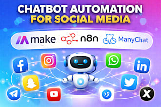 do manychat n8n make com chatbot automation for social media