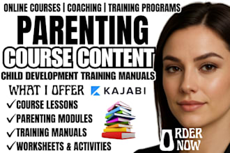 create parenting and child development online course content and training manual