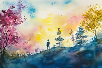 draw a unique watercolor illustration