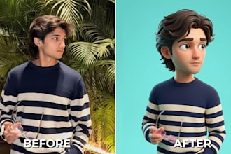 make 3d cartoon character from your portrait photo