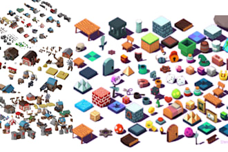 model 3d low poly game ready models, assets, props, objects, weapon