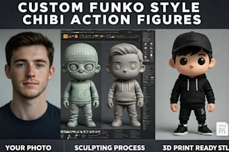 sculpt custom funko style chibi action figure zbrush blender stl for 3d printing