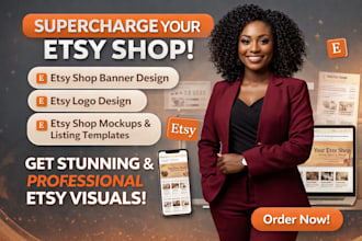 design etsy shop banner, etsy logo, etsy shop mockups and etsy listing template