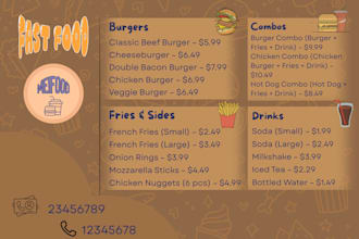quick and basic menu designs