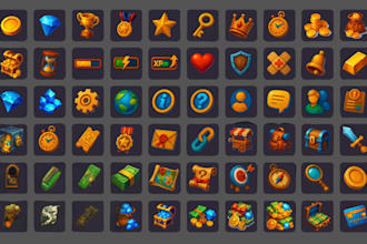 design 2d icon, asset, asset, hud and UI for your mobile game