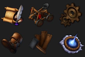 design 2d game icon, game ui, props, skill icon, game asset, pixel game icon