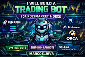 polymarket kalshi bot, copy trading, volume bot, custom strategy bot, pump fun