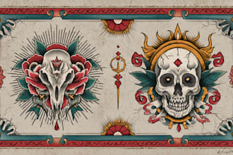design custom old school traditional tattoo artwork