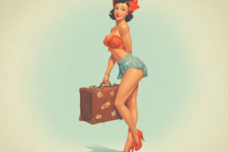 pin up girl and pin up girl illustration