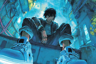 make cyberpunk illustration anime for poster music cover