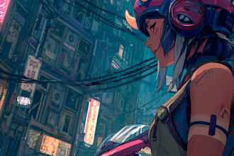 do a cyberpunk anime art