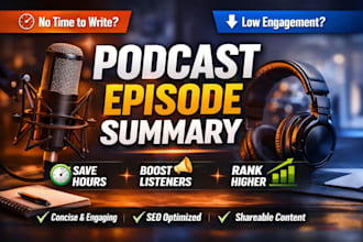 write engaging podcast episode summary and professional show notes