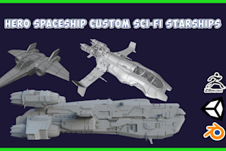 custom 3d scifi spaceship model stl for 3d printing tabletop miniatures design