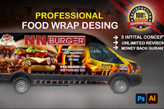 create unique food truck wrap car , food truck   trailer wrap
