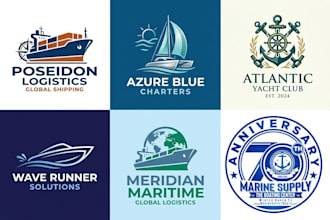 design modern marine, boat, yacht, shipping brand logo