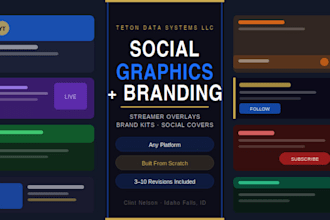 custom social media graphics, branding kits and streamer overlays