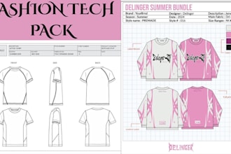fashion tech pack clothing tech pack fashion design tech drawing apparel design