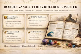 write a rulebook for your board game or ttrpg tabletop rpg game manual