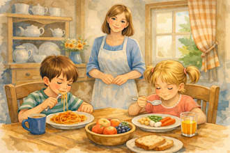 children book illustration, water color child story illustration