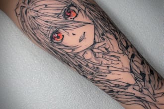 design unique anime style tattoo artwork