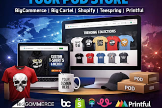 design bigcommerce big cartel shopify etsy pod store integrate printful printify