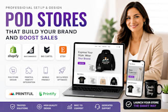 design bigcommerce bigcartel shopify ebay pod store integrate printful printify