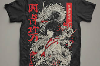 create a modern anime t shirt design for you