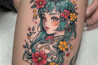 draw custom anime tattoo design