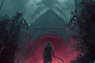 illustrate fantasy horror and creepy dark horror character