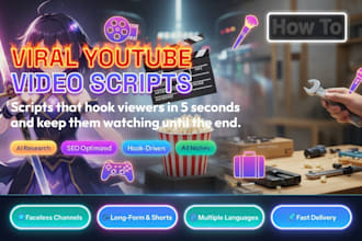 research and write viral youtube video scripts with hooks