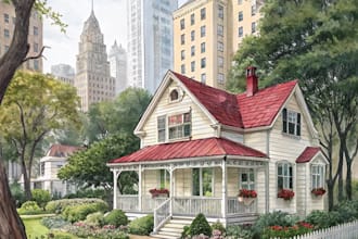 paint a watercolor house portrait or city space illustration