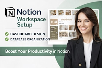 create your notion workspace, dashboard, and database setup