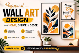 design modern wall art, canvas print or poster for home decor